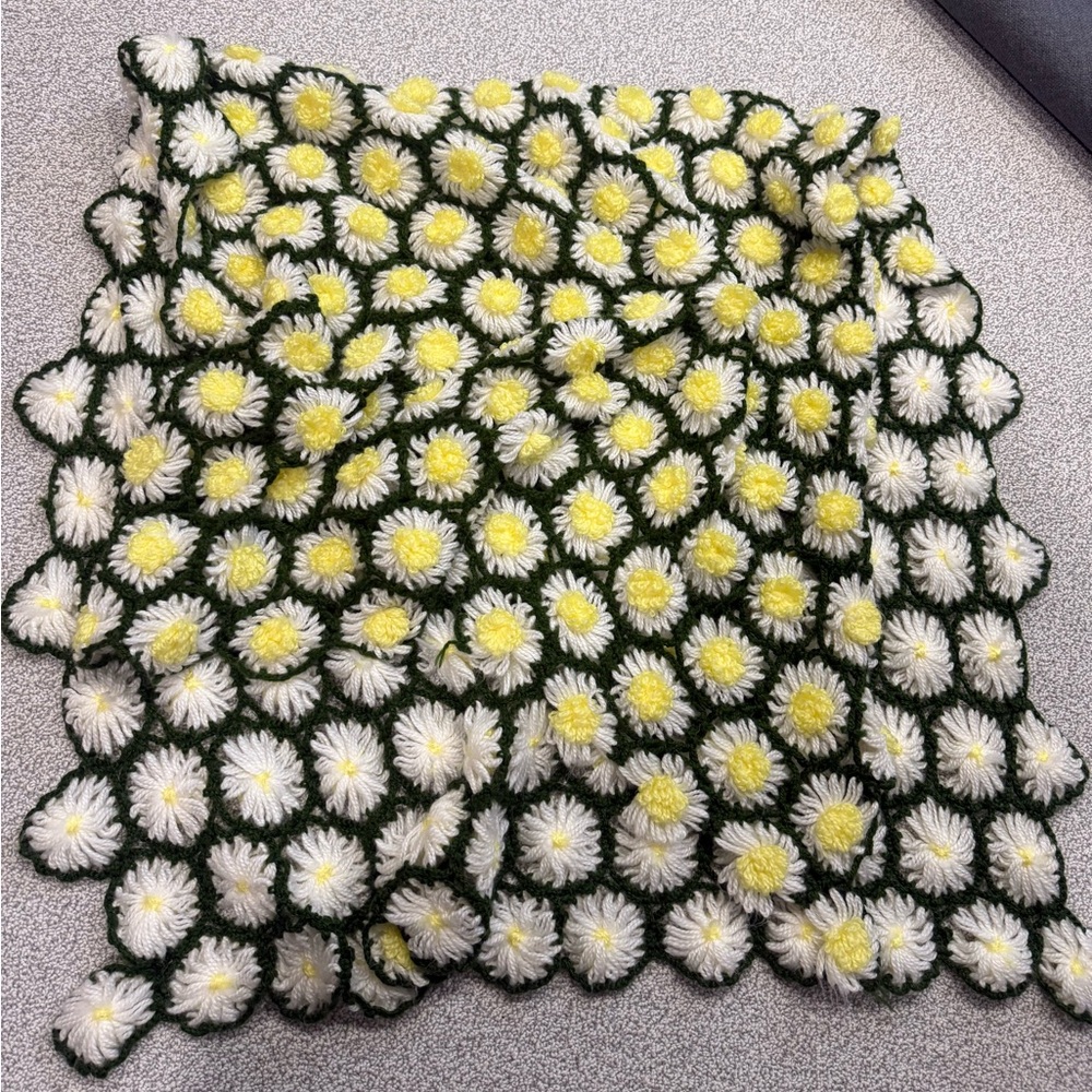 Vintage Crocheted Floral Afghan